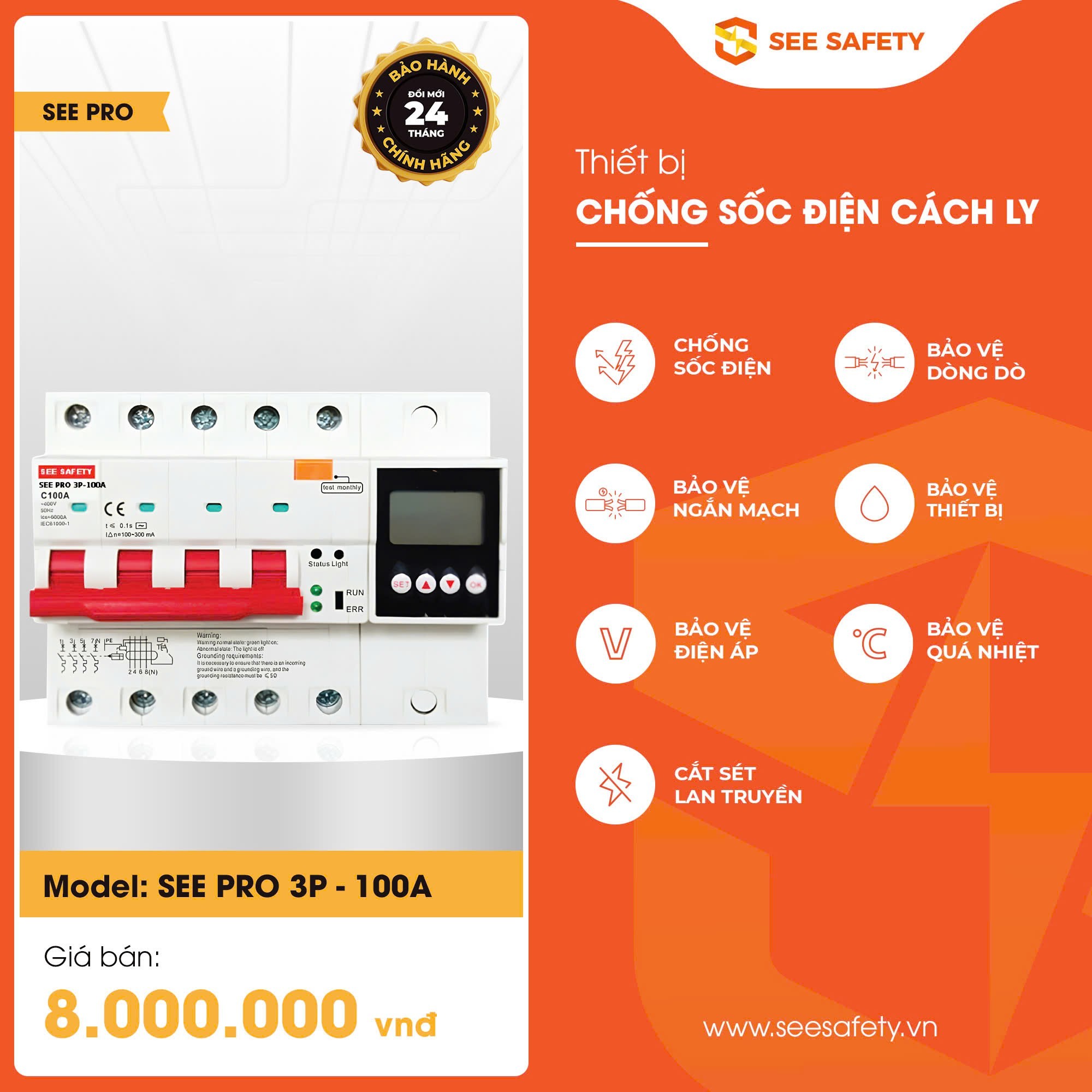 Thiết bị chống sốc điện cách ly 3 pha SEE PRO 3P -100A